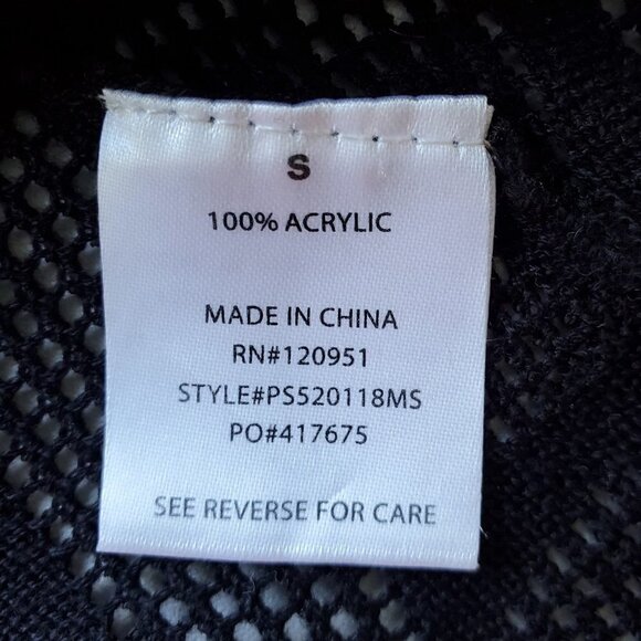 Longline Kimono Style Sleeve Open Cardigan Open Weave Black Size S - Picture 11 of 16